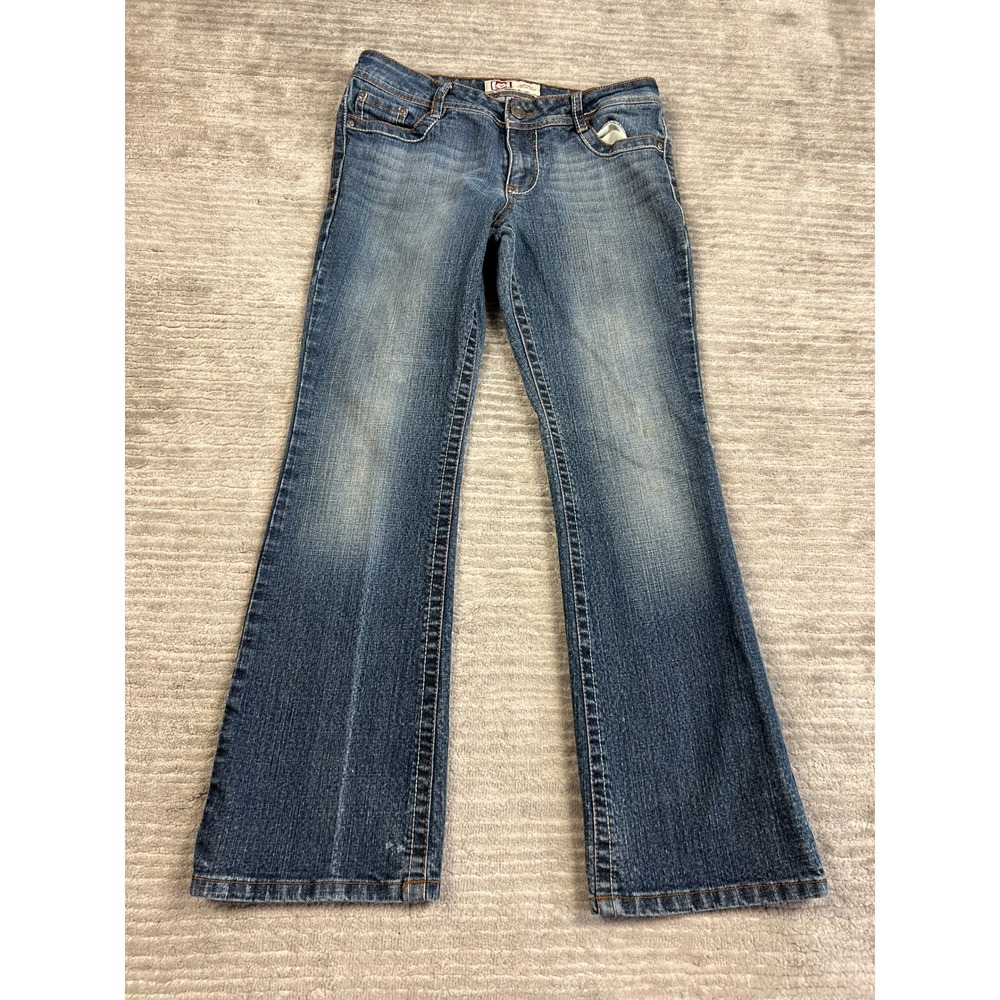 L.E.I. Jeans Womens 9 Short Blue Ashley Lowrise Boot Medium Wash Denim‎ Flared